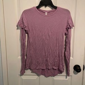 Nordstrom BP Brass Plum ruffle layered long sleeve mauve pink lavender shirt